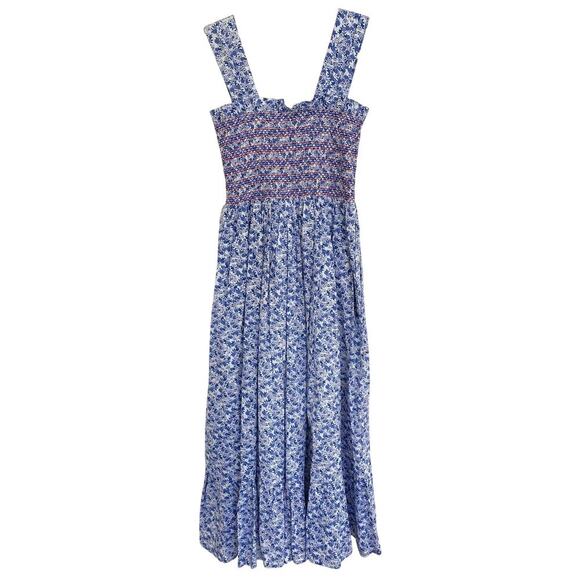 MILLE Garden Cotton Midi Smocked Sundress Condesa Floral Blue Tuckernuck NEW - Picture 9 of 14